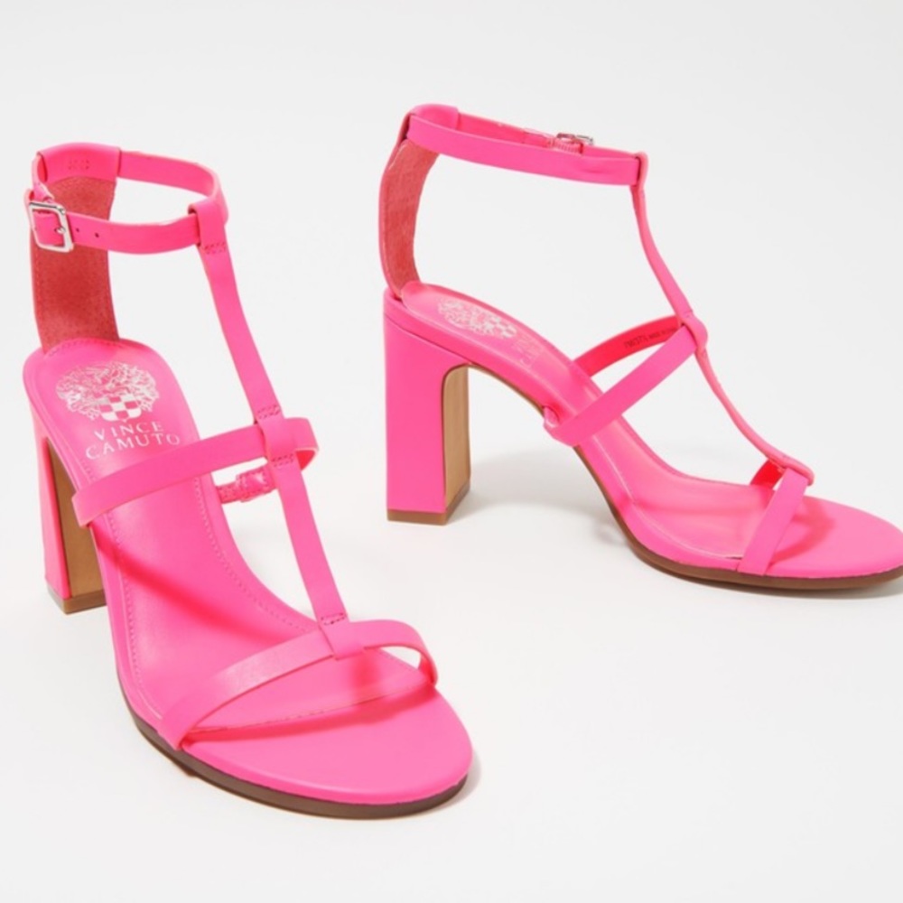Vince Camuto BNWT Balindah Heels Size 7 Neon Fuscia Silky Leather